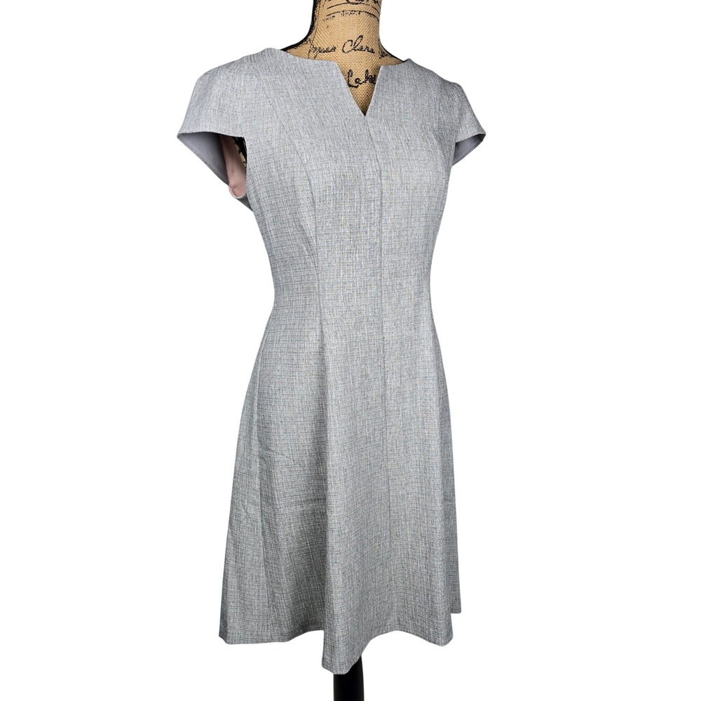 Connected Apparel‎ Women's Gray Cap Sleeve Tweed Career Dress Size 6